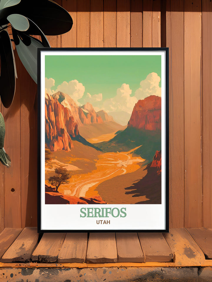 Celebrate the beauty of Utah with this print of Springdale and Zion National Park. The intricate details and vibrant colors make it a standout piece for any decor.