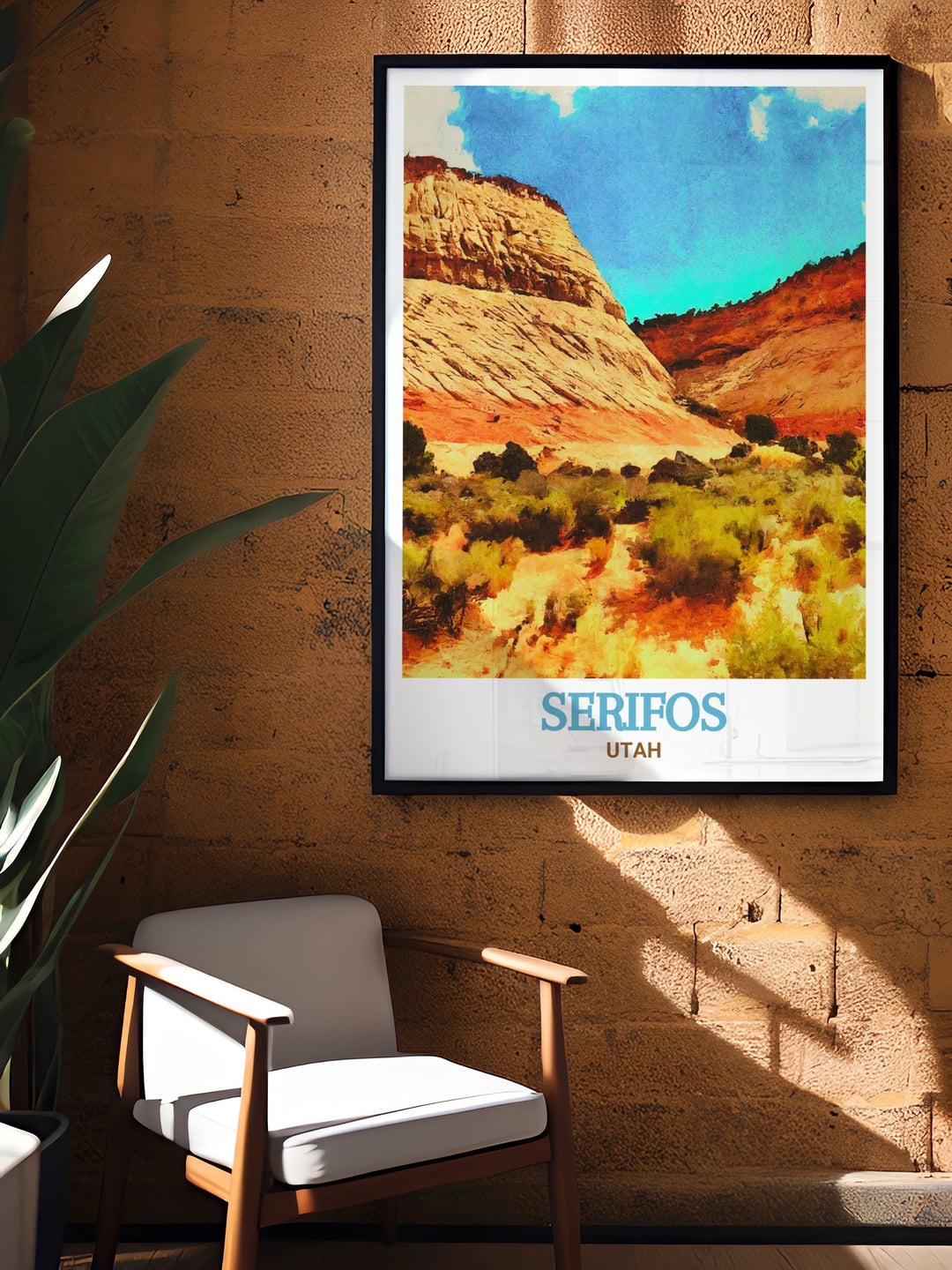 Celebrate the unique beauty of Utah with this print featuring Springdale and Checkerboard Mesa. The artworks detailed portrayal of the landscape is perfect for anyone who loves the outdoors and the rugged charm of the American West.