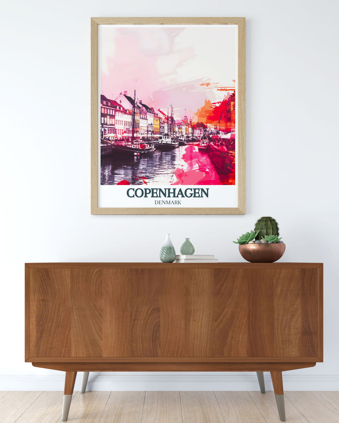 Transform your living space with this Nyhavn Indre By print from Copenhagen capturing the essence of Denmarks historic district with vibrant colors and stunning details a must have for art lovers and travelers.