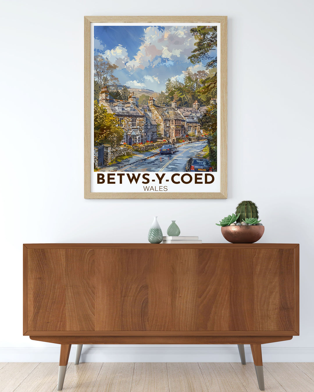 Stunning Betws y Coed wall art showcasing the enchanting beauty of this Welsh village ideal for adding cultural significance and visual appeal to your home decor or as a thoughtful present.