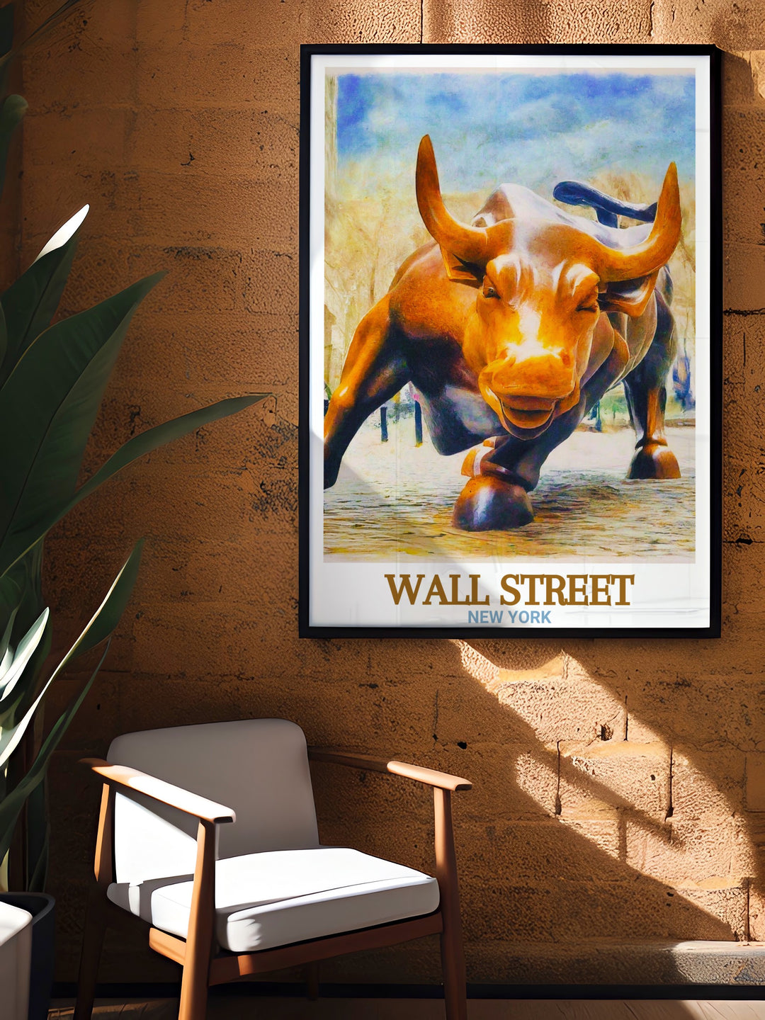 Wall Street Vintage Poster offers a classic, stylized take on New Yorks financial district, perfect for those who appreciate both the history and modernity of the citys iconic locations.