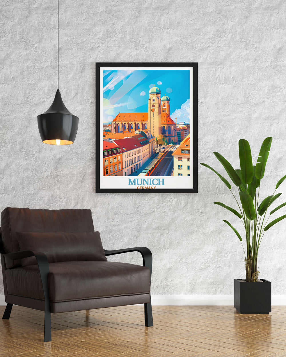 This Munich Travel Print highlights the iconic Frauenkirche and the vibrant energy of the city. Perfect for anyone who loves travel and culture, this print is a wonderful addition to any space, celebrating Germanys architectural legacy.