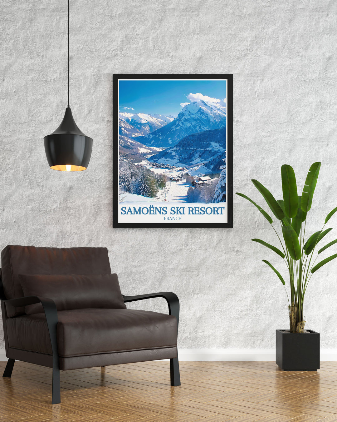 Vibrant Snowboarding Print showcasing Mont Blanc Grand Massif French Alps bringing the excitement of the slopes into your home perfect for adventure lovers and elegant home decor