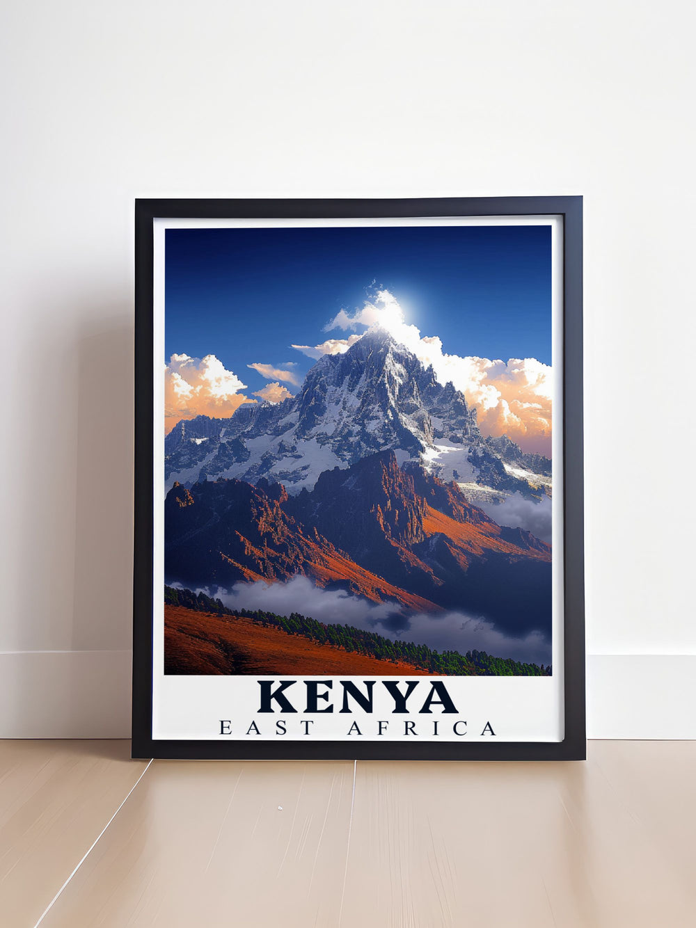 Elevate your living space with Ann Arbor Map and Mount Kenya Framed Prints showcasing vibrant city colors and majestic mountain scenes ideal for personalized gifts and stylish home decoration