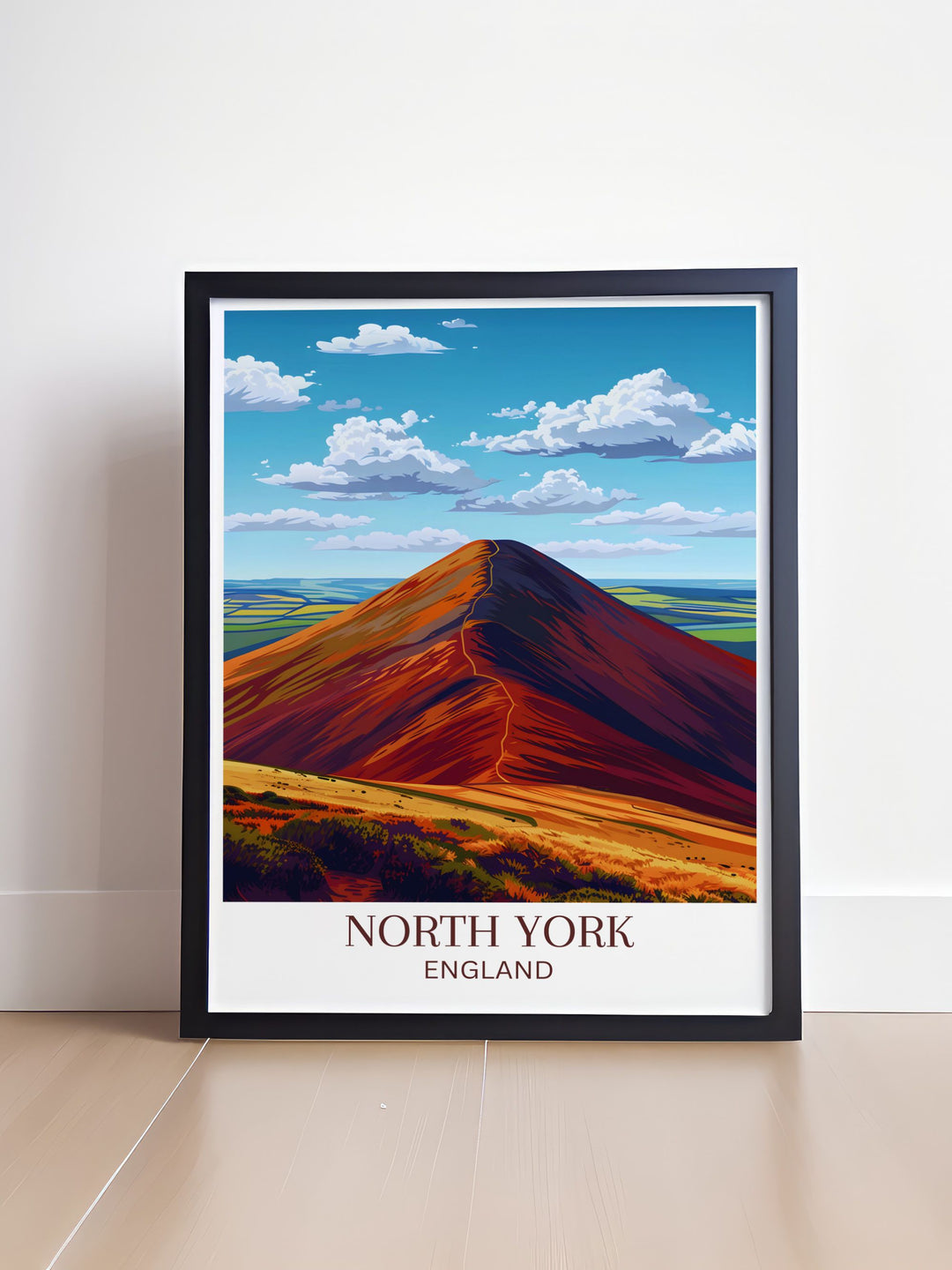 Experience the iconic silhouette of Roseberry Topping with this detailed art print, highlighting the striking profile and panoramic views that make it one of Yorkshires most beloved landmarks.