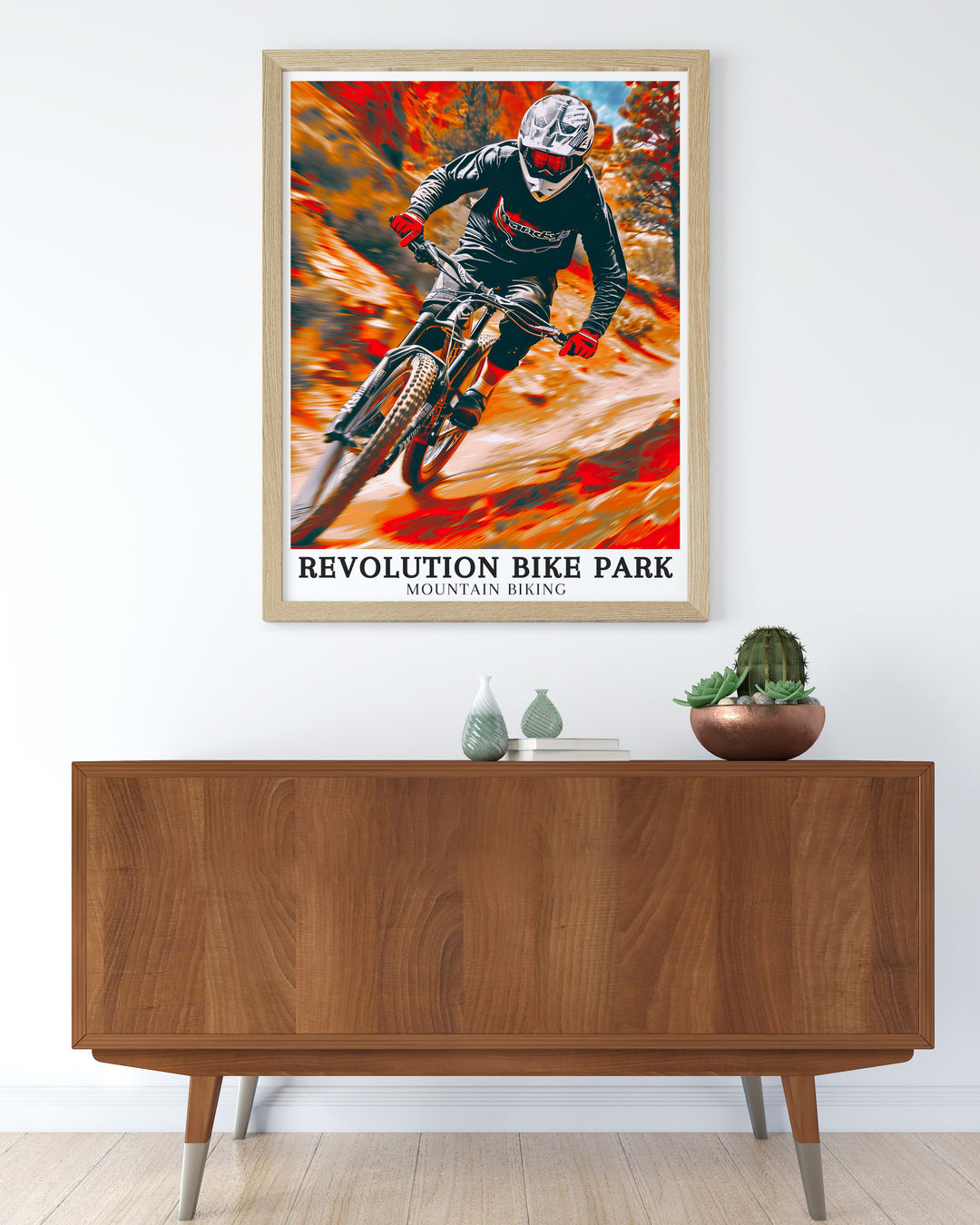 Mountain biking in Wales at Revolution Bike Park. Featuring dynamic action and stunning views, these prints celebrate the excitement of mountain biking at this renowned location. Ideal for adventure lovers.