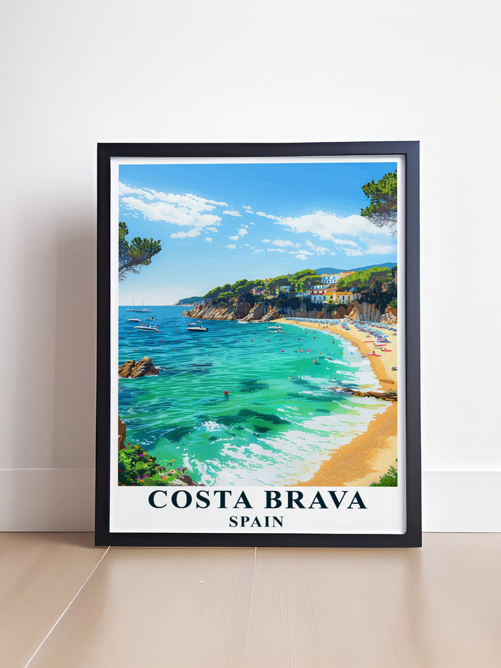 Celebrate the natural beauty of Spain with a fine art print of Costa Brava Beach. This poster reflects the regions rugged charm and serene coastal scenes, making it a captivating focal point.