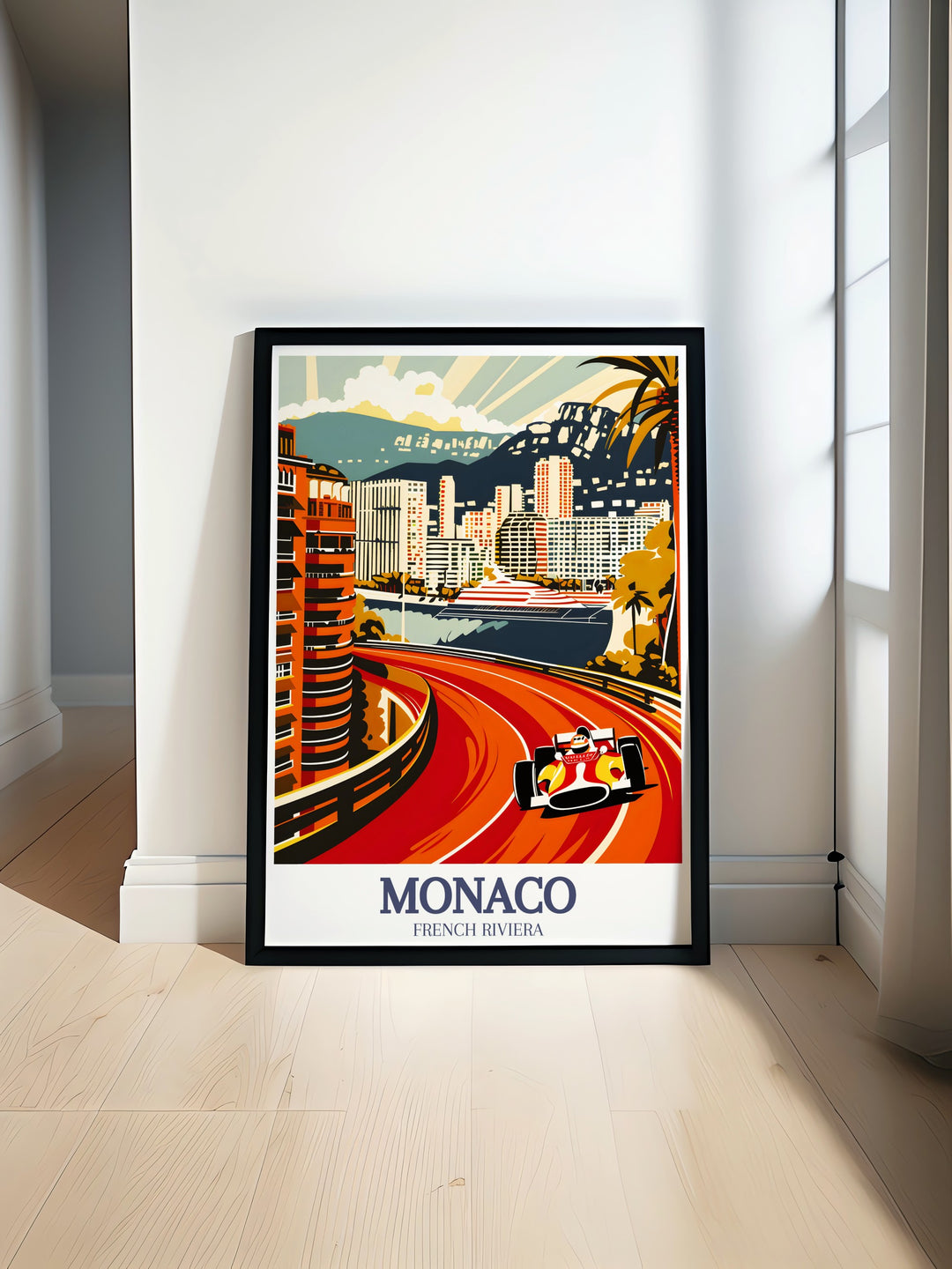 Bring the elegance of Monaco into your home with this Monaco Travel Print. Featuring Monte Carlos iconic skyline and the picturesque Port Hercules, this artwork is perfect for those who appreciate the beauty of coastal cities.