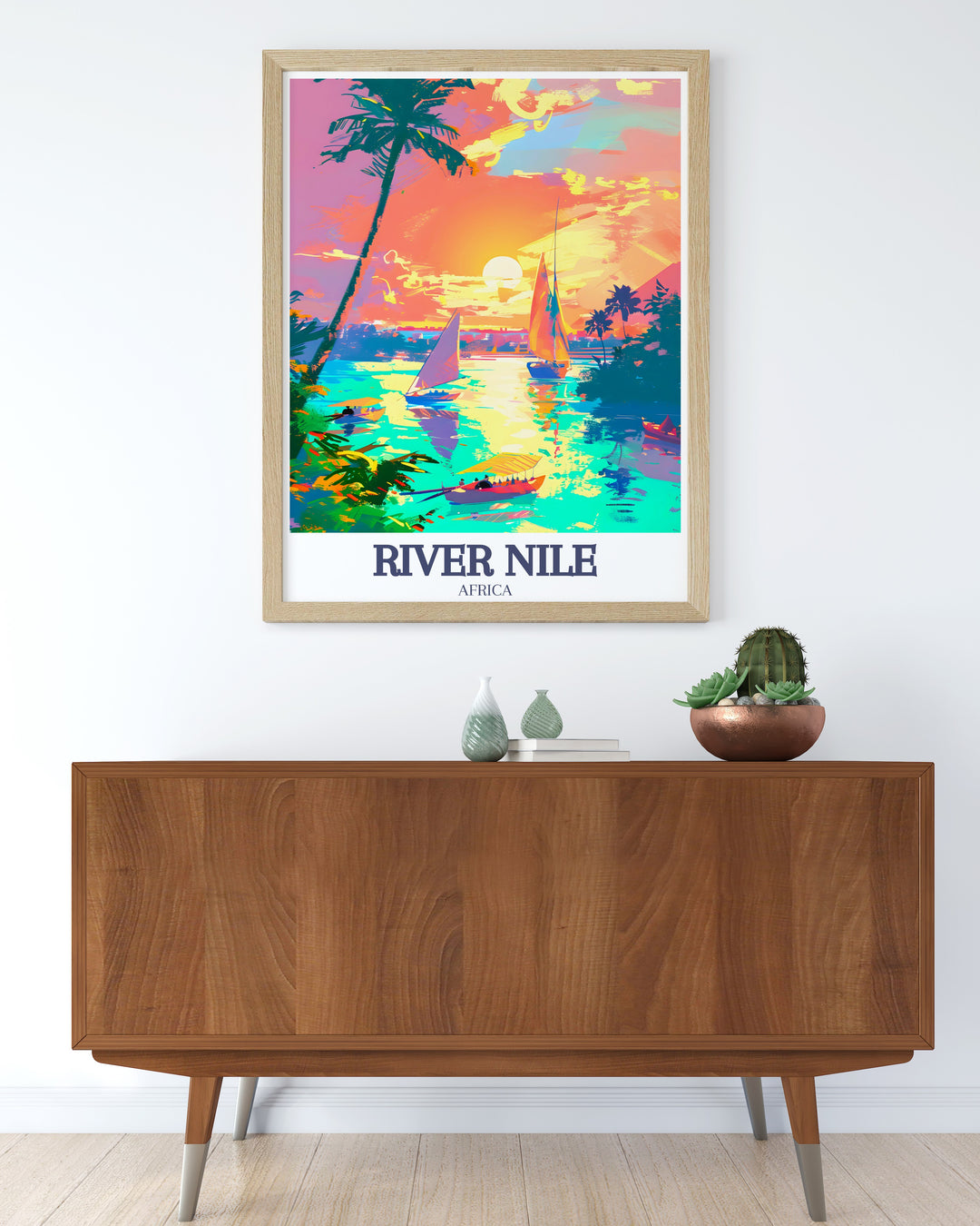 Featuring the ancient wonders of Egypt alongside the mighty River Nile, this Luxor Travel Poster brings the beauty of Egypts landscapes and historical sites to your home. The detailed artwork captures the essence of this iconic region, ideal for creating a captivating atmosphere.