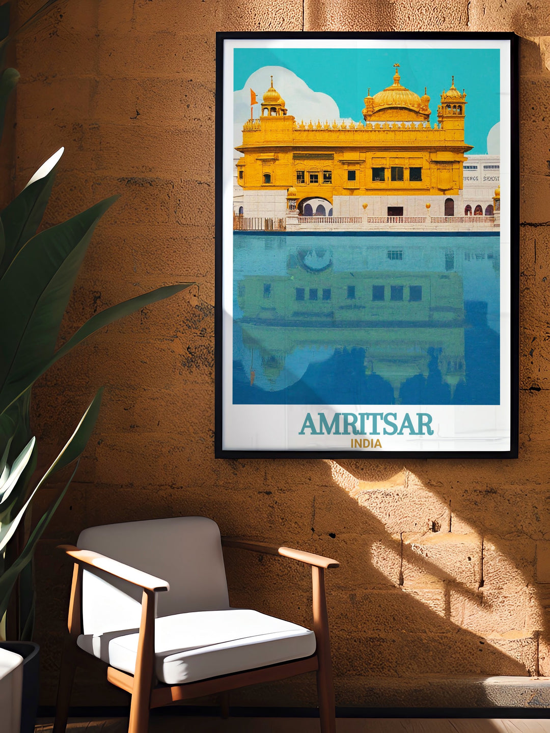 This Golden Temple travel poster beautifully showcases the architectural beauty of this sacred site in Amritsar. The India wall print is perfect for those who admire Indian spirituality and wish to bring a piece of that peace and serenity into their home.