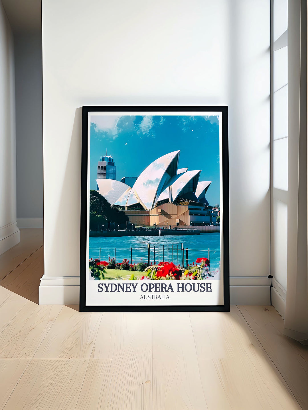 Stunning Sydney Harbour Harbour Bridge vintage poster featuring the Sydney Opera House perfect for modern home decor and art enthusiasts who appreciate Australia Art and retro travel designs