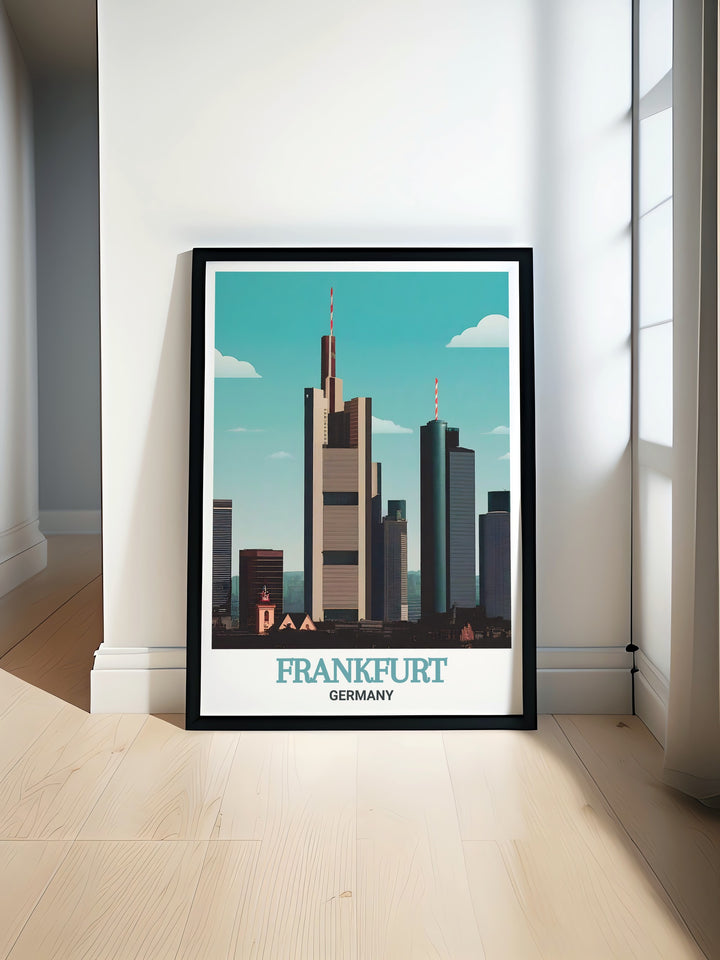 Beautiful Germany Wall Art featuring the iconic Main Tower in Frankfurt showcasing modern architectural elegance perfect for any living room or office decor