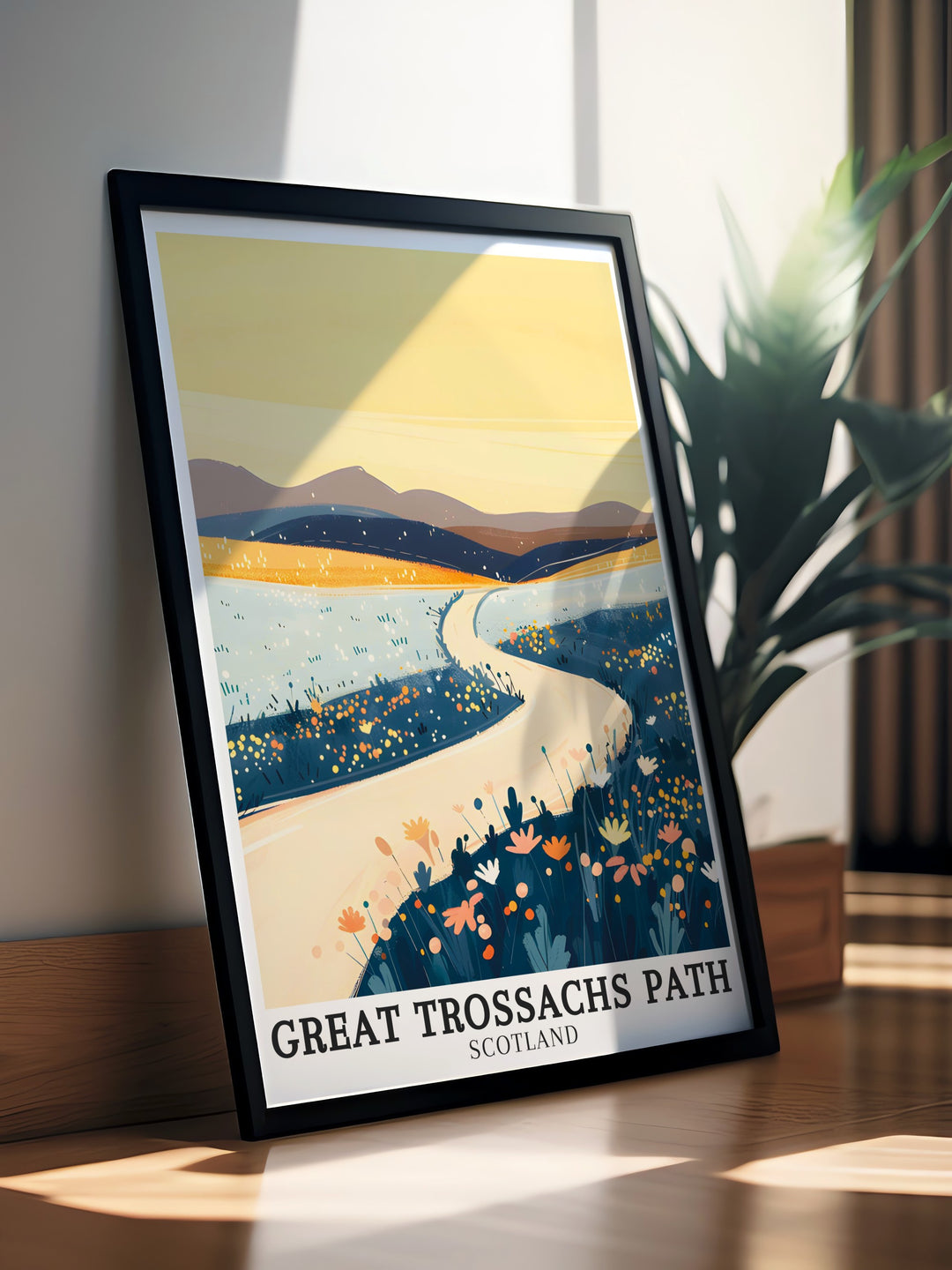 Great Trossachs Path travel posters. Featuring stunning views of the Great Trossachs Path, Trossachs mountains, and Trossachs National Park, these travel posters bring the beauty of Scotlands hiking trails into your home. Perfect for nature enthusiasts and art lovers.