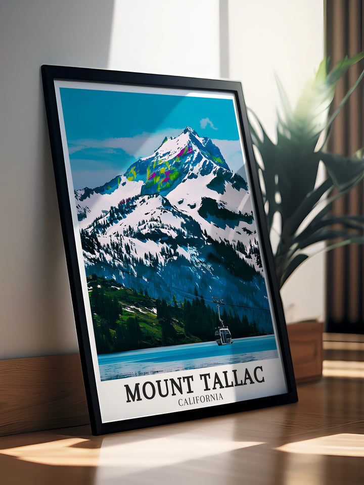 This Mount Tallac art print highlights the stunning vistas of Lake Tahoe and the famous Heavenly Gondola, offering a unique and inspiring addition to any room in your home.