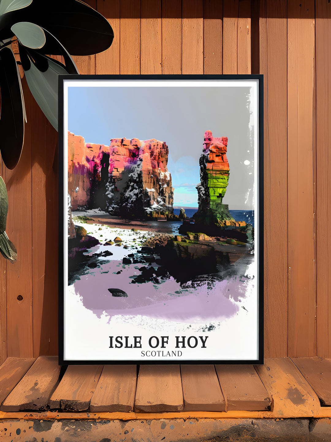 This Old Man of Hoy travel print offers a breathtaking view of the towering sea stack on the Isle of Hoy, Orkney. Known for its rugged cliffs and remote beauty, this poster makes a striking addition to any home. Bring the wild landscapes of Scotland into your space with this unique wall art.