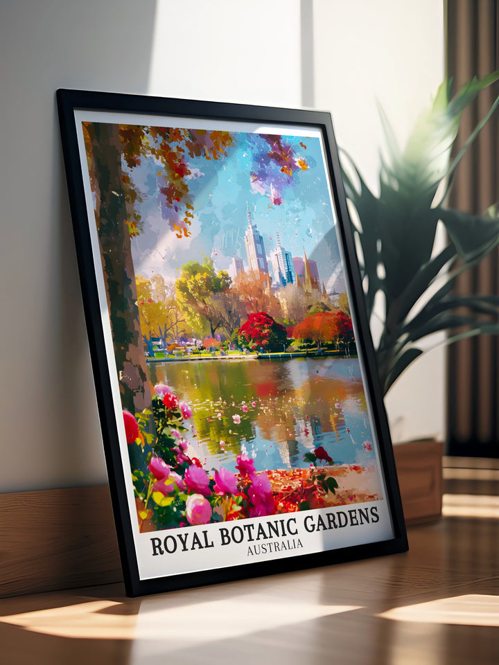 This Melbourne Skyline Ornamental Lake print from the Royal Botanic Gardens is a thoughtful Botanic Garden Gift that will be cherished by nature lovers and art enthusiasts alike a perfect addition to any Australia themed home decor