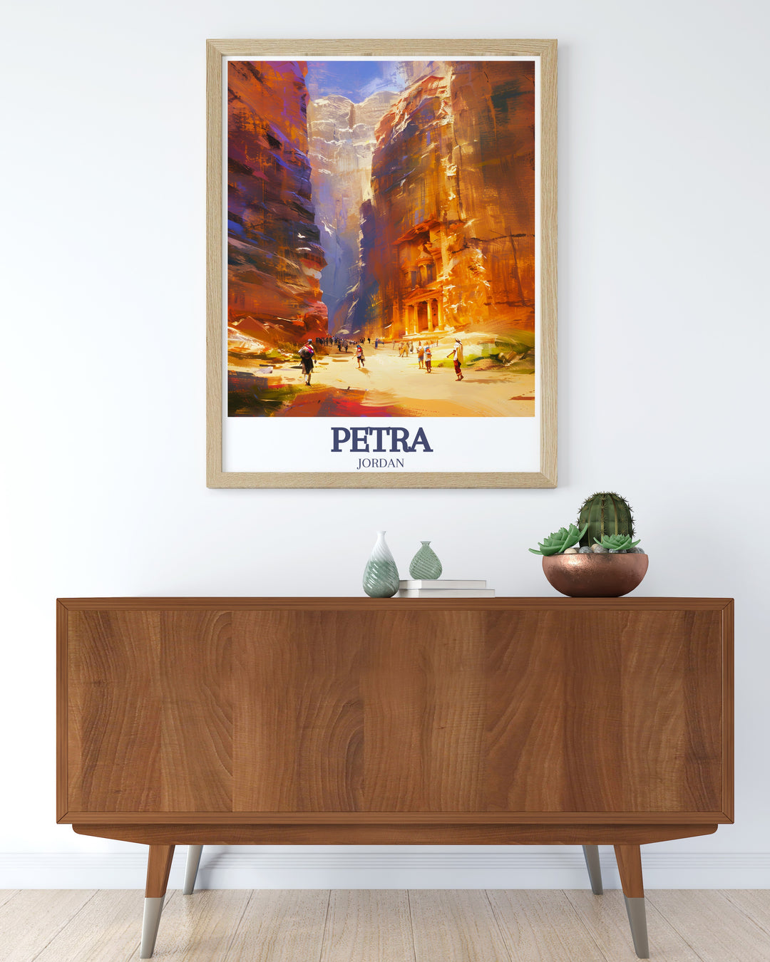 The Siq Wall Art offering a dramatic view of the narrow passageway leading to The Treasury, one of Petras most famous landmarks. This canvas art brings the mystique and beauty of Jordans iconic site into your home decor.