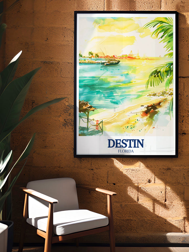 Destin Art Print captures the vibrant energy of Crab Island, known for its shallow waters and floating playgrounds. This artwork is perfect for beach enthusiasts who want to bring a touch of Destins fun and lively atmosphere into their living space.