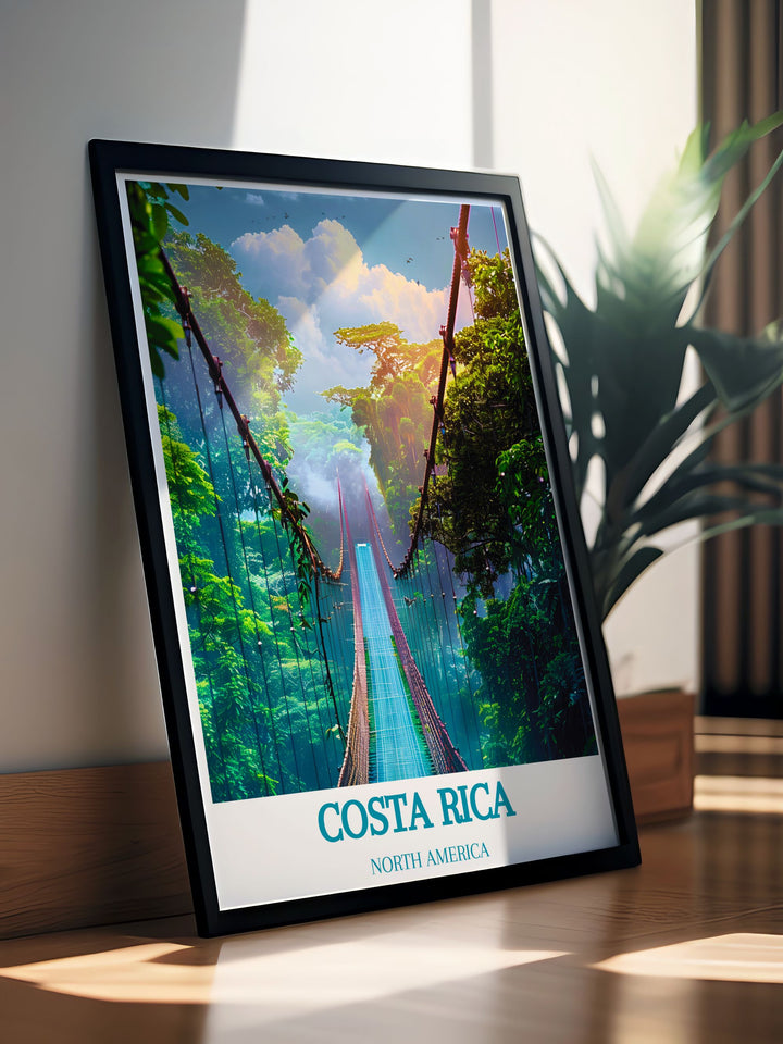 Celebrate the natural splendor of Costa Rica with a fine art print of Monteverde Cloud Forest Reserve. This artwork reflects the forests serene charm and vibrant ecosystem, making it a captivating focal point for any decor.