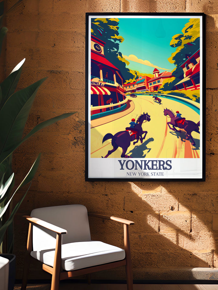 Stunning Yonkers artwork featuring Yonkers Raceway Empire City Casino ideal for creating a sophisticated living space and perfect for personalized gifts and travel poster prints