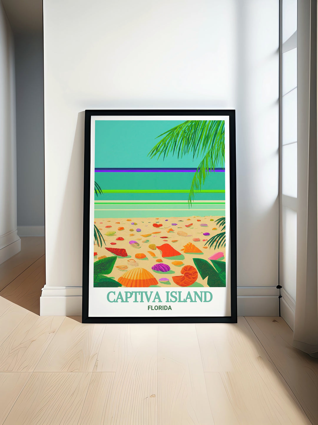 Transport yourself to the shores of Captiva Island with this travel poster, highlighting the islands beautiful landscapes and the inviting calm of Turner Beach. Perfect for adding a touch of summer to your home decor.