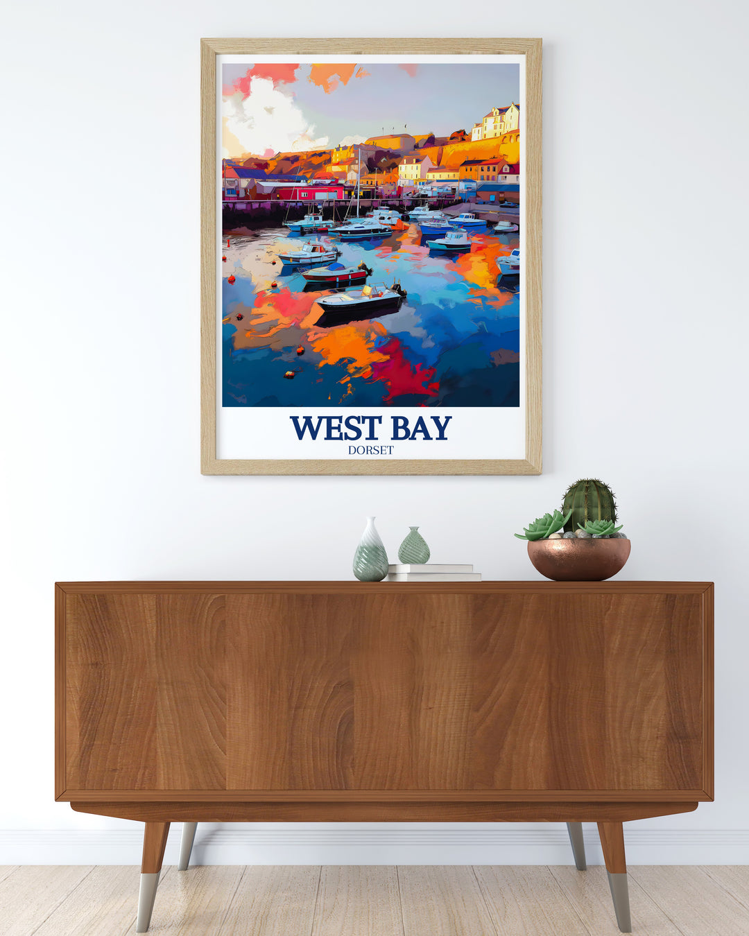 West Bay canvas art beautifully depicts the golden cliffs and tranquil waters of Englands Jurassic Coast. Whether youve visited or dream of going, this artwork offers a peaceful reminder of the beauty that defines the seaside town of West Bay.