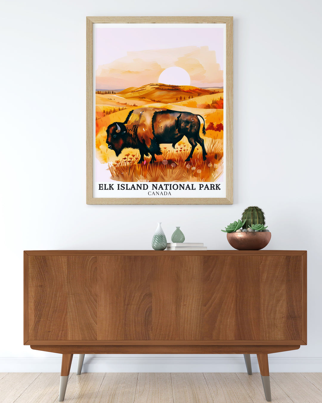 Beaver Hills travel print from Elk Island National Park, capturing the rolling hills and dense forests that make this area a UNESCO Biosphere Reserve. Ideal for nature lovers, this print brings the tranquility of Canadas wilderness into your living space.