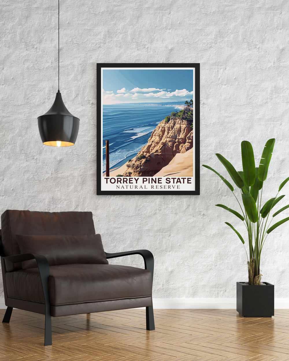 Detailed Torrey Pines street map poster and Rocky Shores print in vibrant colors ideal for modern decor and stunning wall art