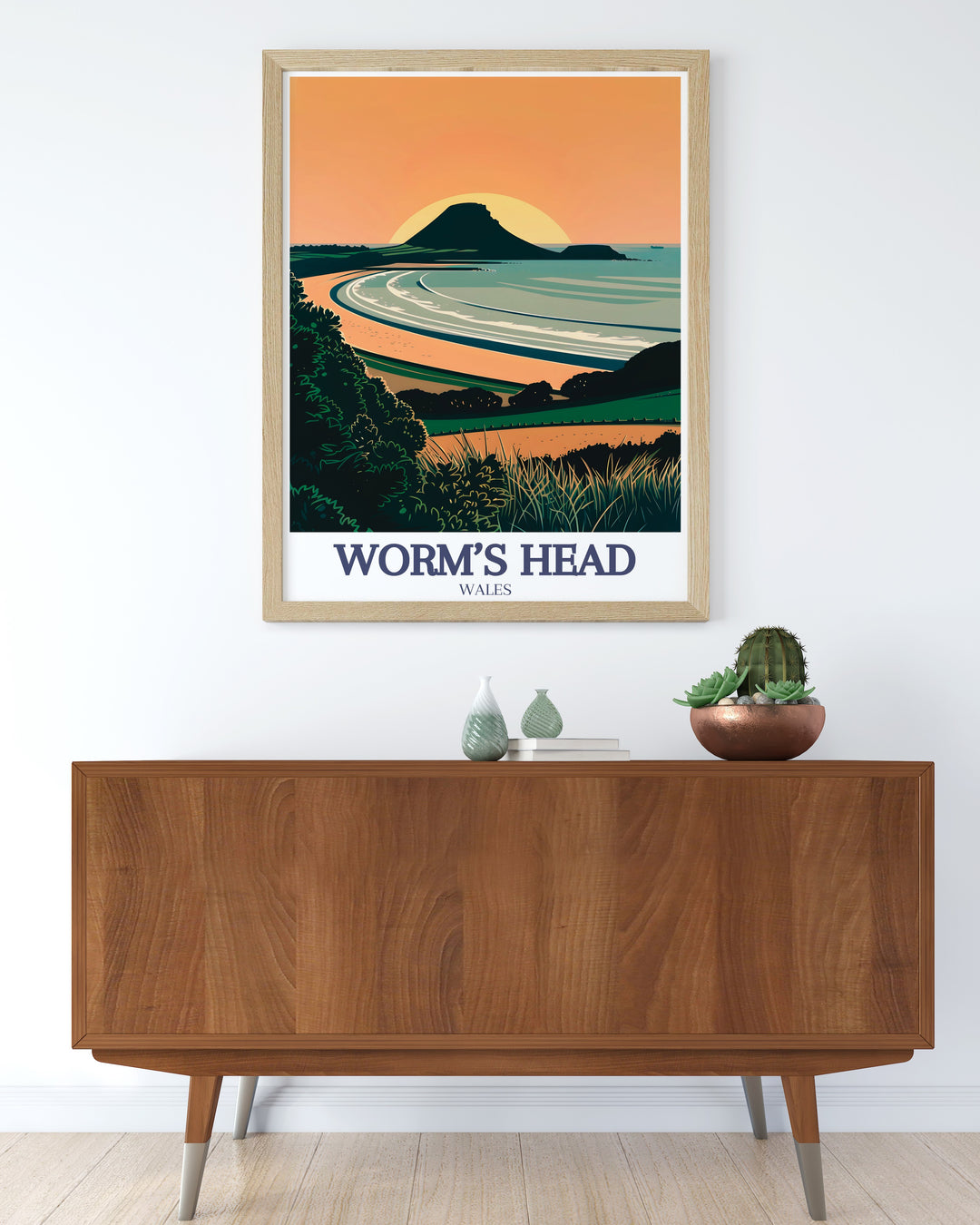 Worms Head Poster Print captures the dramatic beauty of this iconic tidal island, along with sweeping views of Rhossili Bay and the Gower Peninsula. This UK Travel Poster is perfect for those who love the outdoors and the wild landscapes of Wales, making a great addition to your home décor or a thoughtful gift.