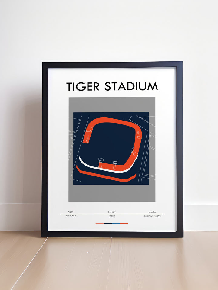 LSU Tigers Poster showcasing the thrilling atmosphere of LSU Tiger Stadium with bold colors and engaging design celebrating LSU Tiger Football perfect for adding excitement to any room or office