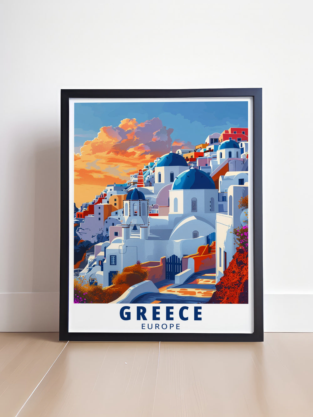 The Acropolis of Athens and the stunning cliffs of Santorini come together in this striking Greece wall art. From the ancient ruins to the crystal clear waters, this print offers a breathtaking glimpse into Greeces charm and allure, perfect for your home or office.