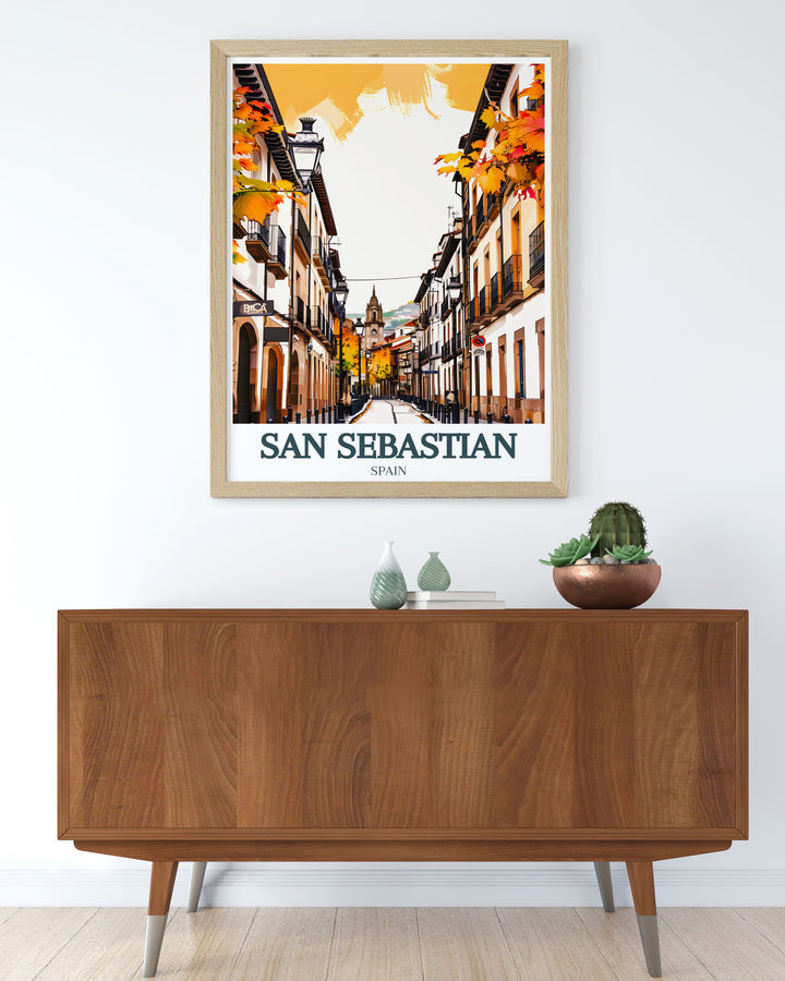 San Sebastian Decor featuring Old Town and Buen Pastor Cathedral a beautiful art print that enhances any space with its intricate details and vibrant colors perfect for anniversary gifts birthday gifts and Christmas gifts