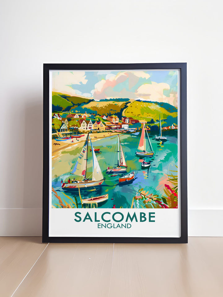 Our Salcombe Harbor stunning prints are an ideal wall art print gift for those who love coastal scenery and vintage travel posters