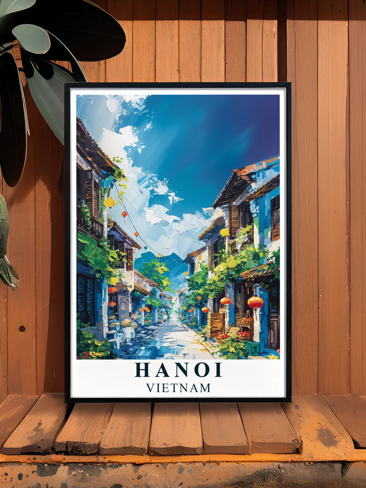 Featuring the vibrant cultural scene and historic charm of Hanois Old Quarter, this art print is a perfect addition to any room.