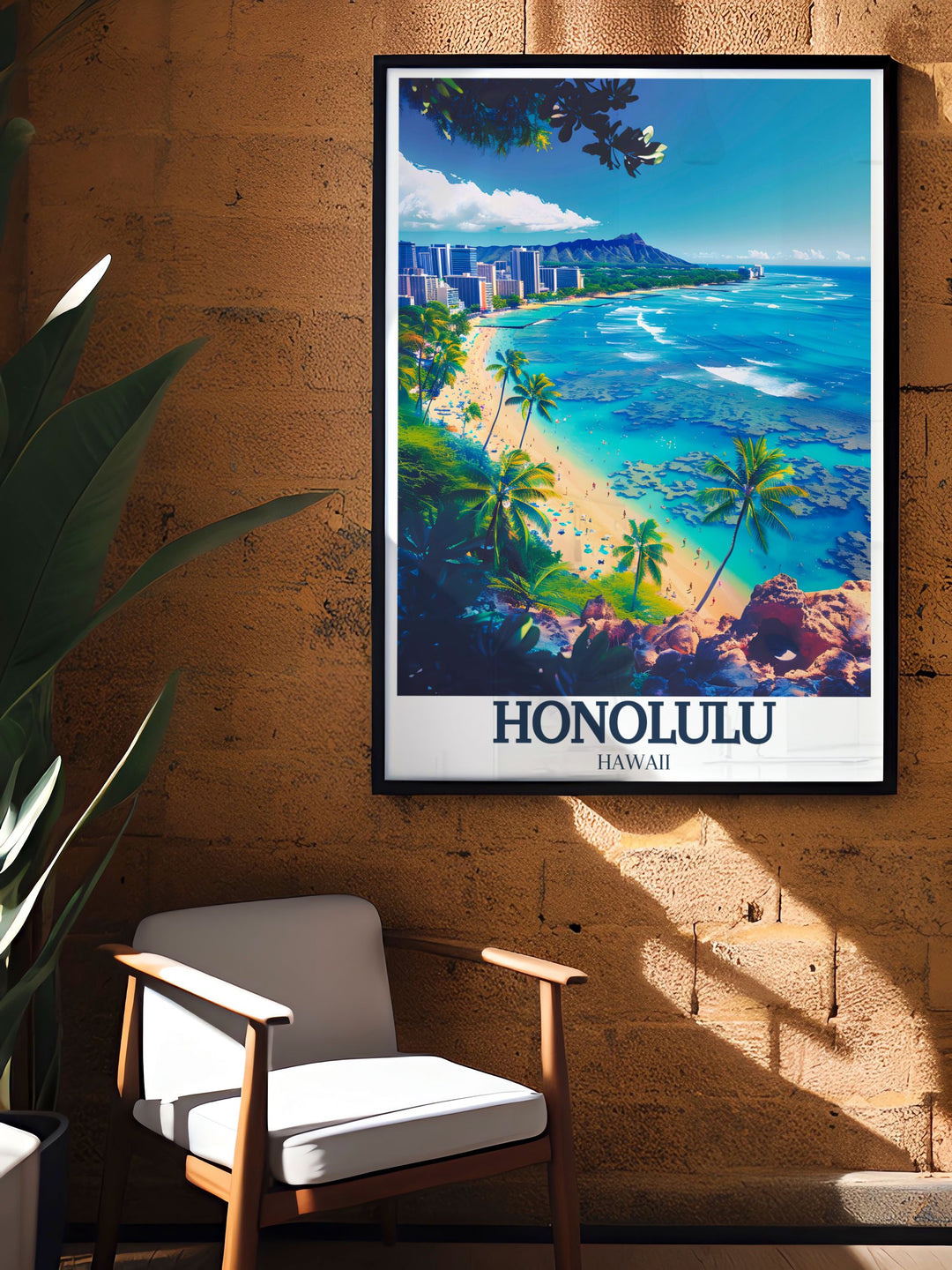 Diamond Head Crater, a symbol of Hawaii, elegantly depicted in this striking canvas art. The print emphasizes the craters natural majesty, serving as a reminder of the islands geological wonders, making it a must have for nature lovers.