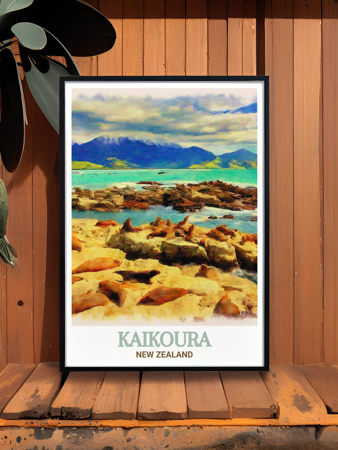 Detailed brushstrokes illustrate the rugged coastline of Kaikoura, where seals bask under the New Zealand sun. This art print offers a unique glimpse into the harmony between marine life and nature, bringing the beauty of the Kaikoura Seal Colony into your home.