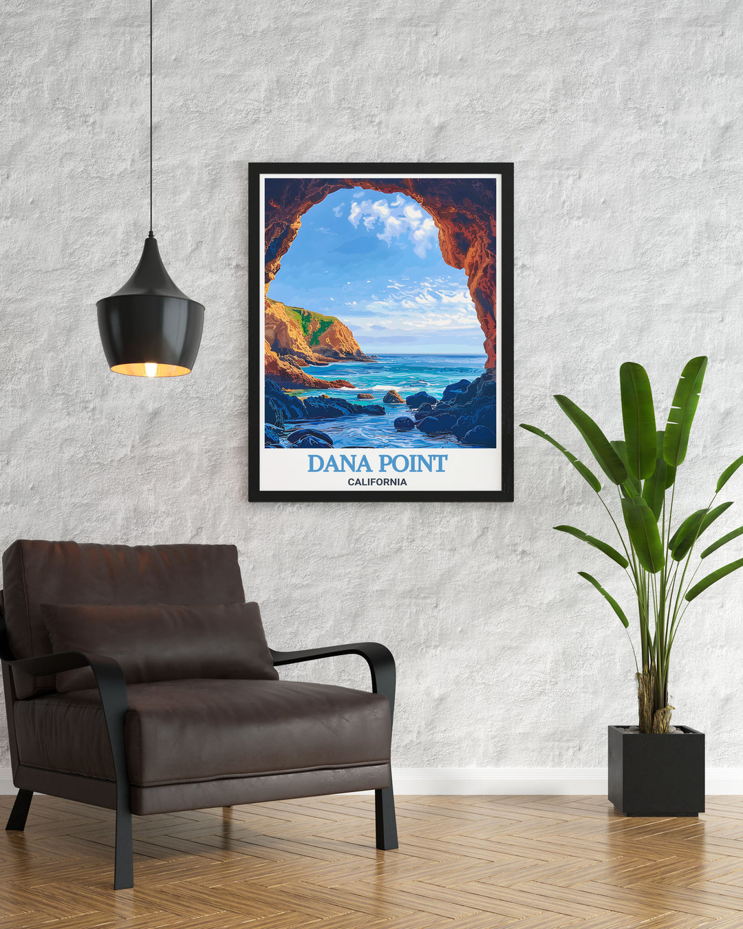 Discover the beauty of Dana Point Caves with this stunning California travel poster. Perfect for gifting or decorating your space, this artwork showcases the breathtaking scenery of one of Californias hidden gems.
