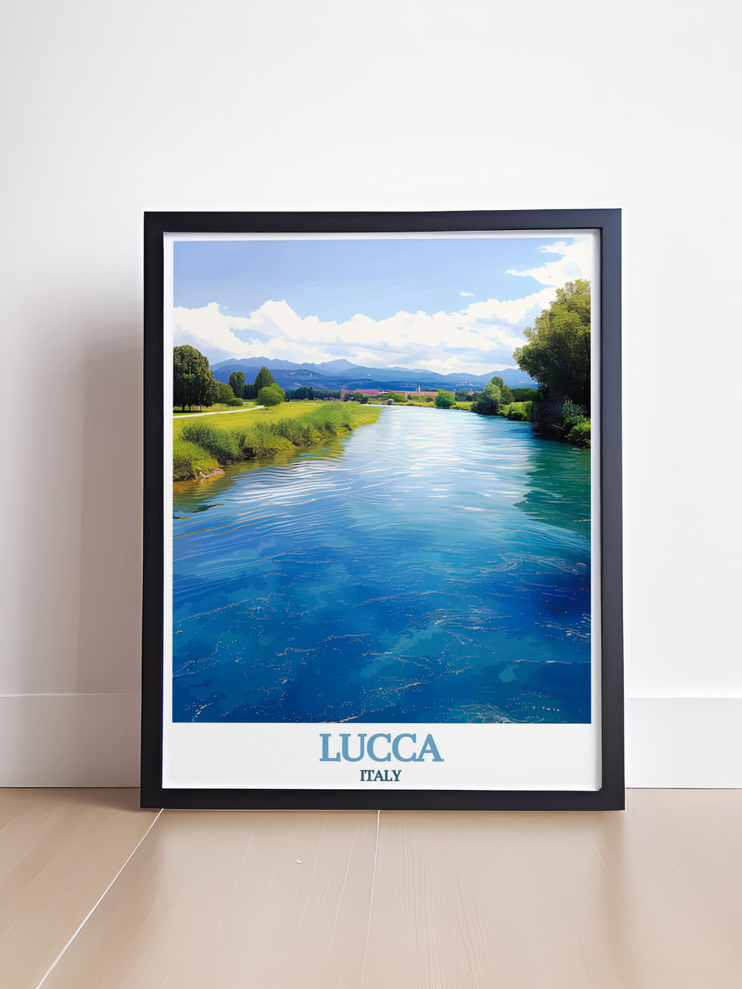 Lucca Map and Serchio River framed prints offering a blend of historical charm and modern aesthetics suitable for various spaces and perfect for gifting occasions