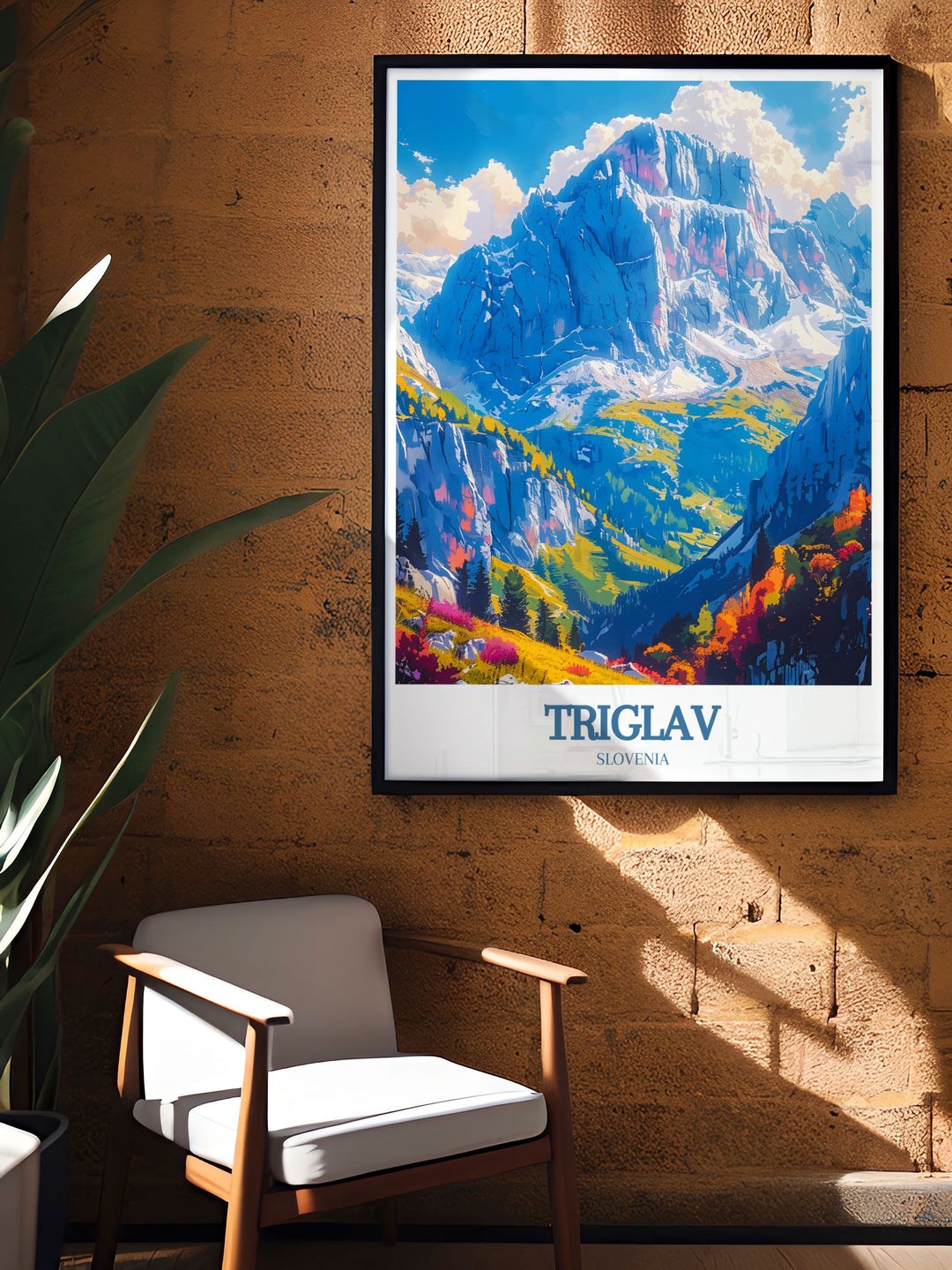 Perfect wall decor with Triglav Peak print celebrating the natural beauty of Mount Triglav and the surrounding Julian Alps Slovenia a thoughtful gift for mountain climbing enthusiasts and those who dream of exploring Slovenias national parks.