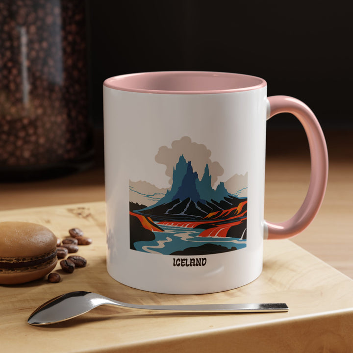 A stylish Iceland Mug featuring intricate designs celebrating Iceland’s glaciers, geysers, and natural wonders. This ceramic mug is dishwasher safe and perfect for daily use or as a souvenir for travelers.