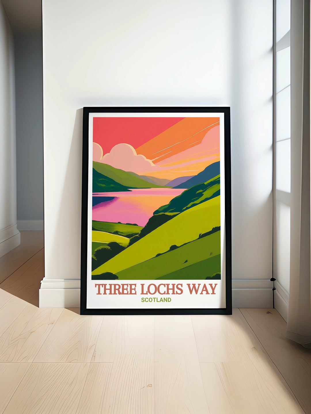 Bring Scotlands great trails into your home with this detailed travel print of Three Lochs Way, featuring views of Gare Loch and Inveruglas. The perfect addition to your home decor, this poster showcases the serene beauty of Loch Lomond and the surrounding Scottish Highlands.