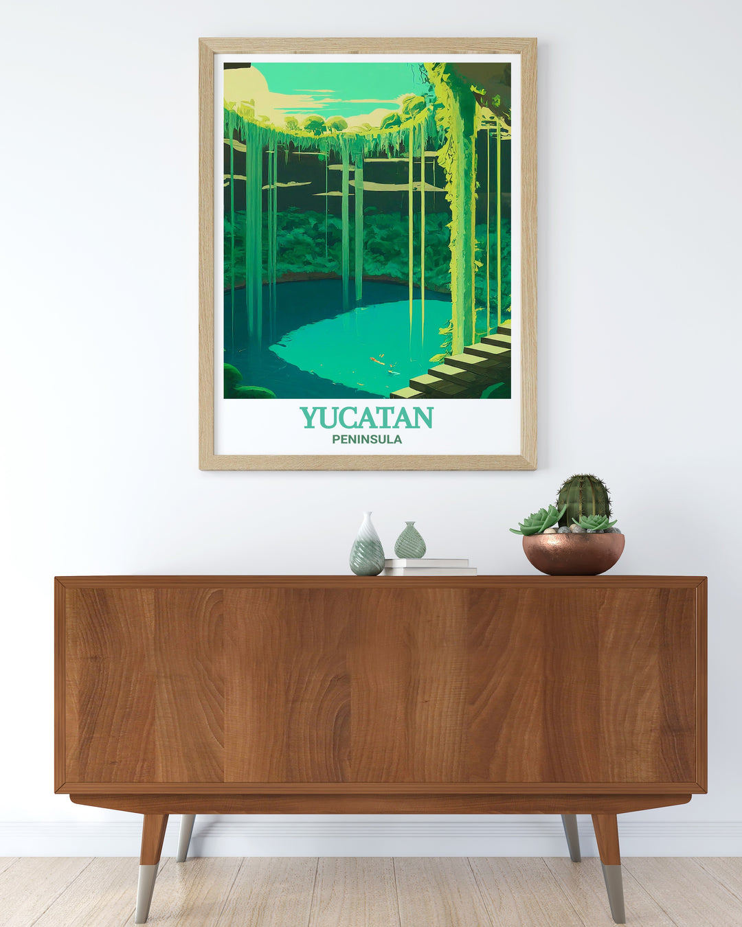 Add a touch of the Yucatans natural wonders to your decor with this detailed wall poster of Cenote Ik Kil. Ideal for creating a calm, nature inspired atmosphere in your home or office.