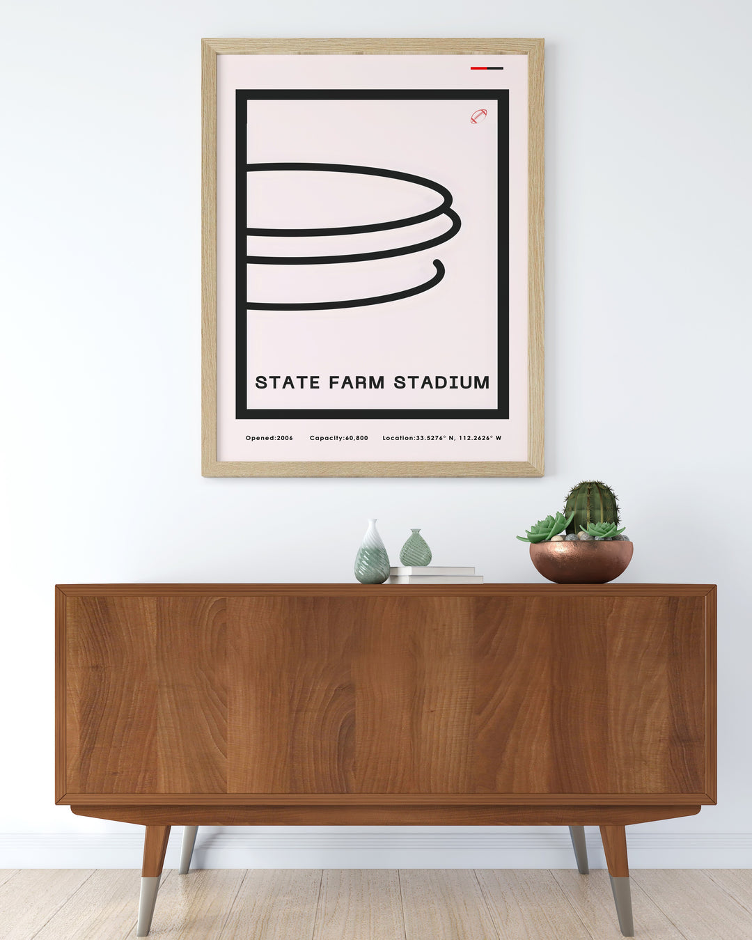 Sports poster featuring State Farm Stadium highlighting Arizona Cardinals great for football fanatics and office decor