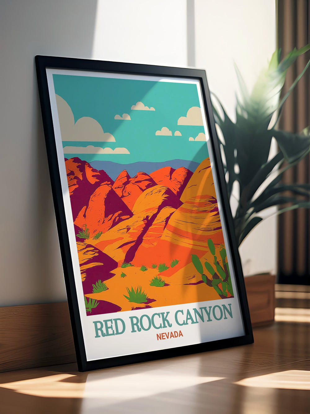 Stunning Red Rock wall art featuring the Calico Hills designed to bring the beauty of Nevada landscapes into your home offering modern decor and perfect living room artwork that adds a natural touch.