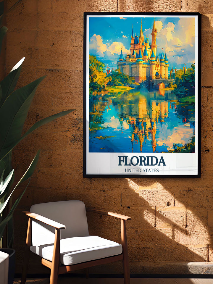 Illustrating the grandeur of the Tower of Terror, this poster celebrates one of the most thrilling attractions at Walt Disney Studios.