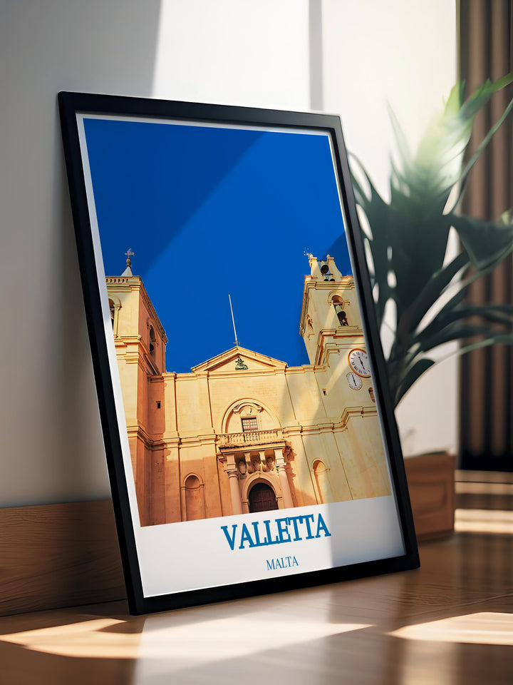 St. Johns Co Cathedral elegant home decor is perfect for adding a touch of Maltas heritage to your space whether as a Malta gift decor or Valetta poster art this piece offers a beautiful portrayal of Valletta and makes an excellent Malta travel gift