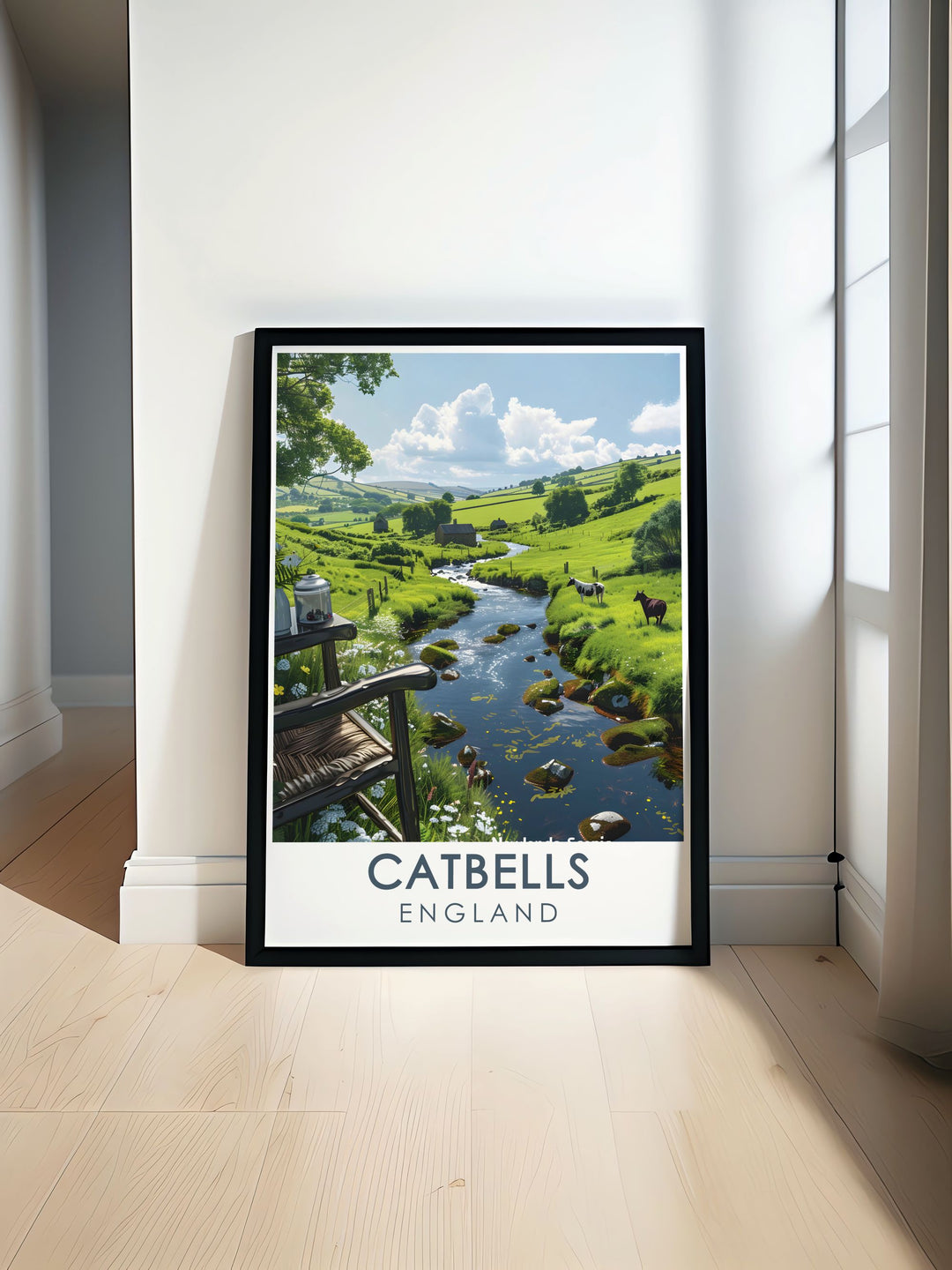 Catbells Summit art print capturing the stunning Lake District landscape and Newlands Valley perfect for adding a touch of natural beauty to any room or as a unique travel gift for nature lovers and adventure seekers