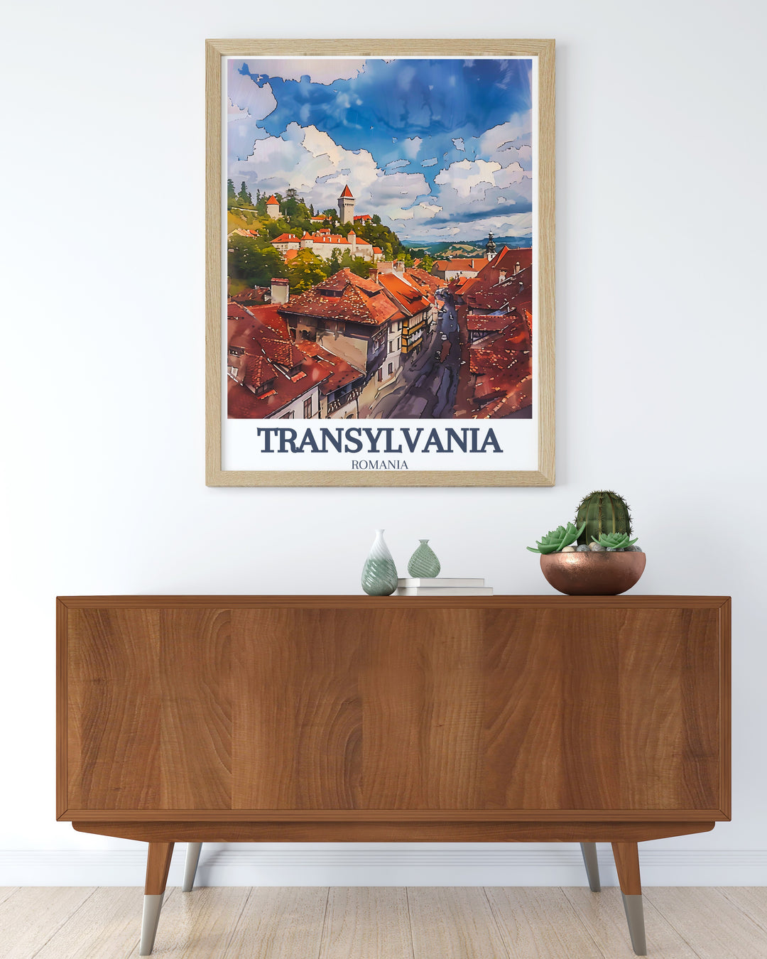 Featuring the Gothic architecture of Corvin Castle and the historic charm of Sighișoara Citadel, this Transylvania wall art brings the beauty of Romania into your home. Perfect for fans of Draculas legend and medieval history, this framed print adds a touch of mystery to your walls.