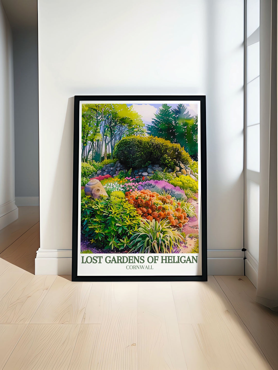 Stunning Cornwall wall art featuring the Lost Gardens Heligan and Italian garden Productive gardens perfect for adding a touch of natural beauty to your home decor with vibrant colors and intricate details showcasing Cornwalls coastal charm and lush greenery
