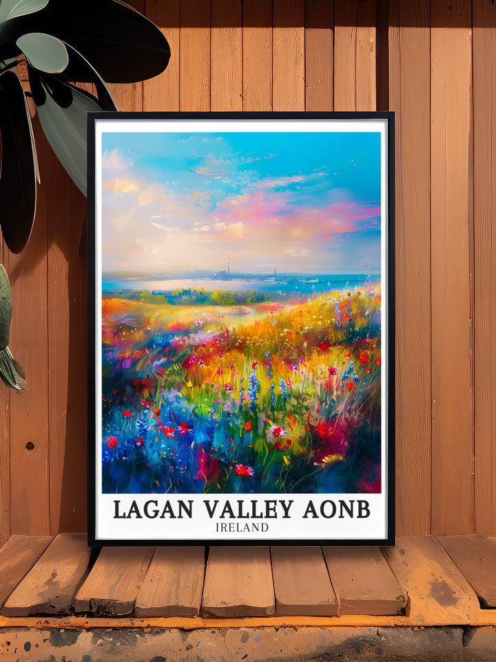 River Lagan Belfast City perfect wall decor combines stunning views of the natural beauty of the River Lagan with the bustling energy of Belfast City. This modern art print is an excellent choice for those looking to add elegant Northern Ireland art to their space.